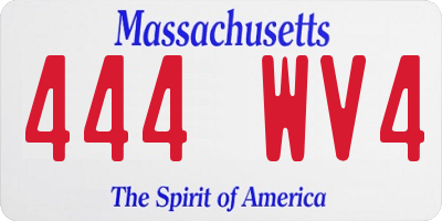 MA license plate 444WV4