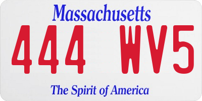 MA license plate 444WV5