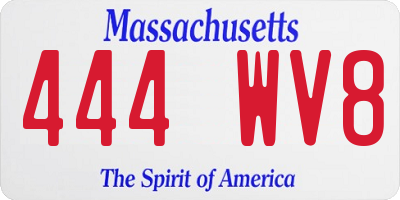 MA license plate 444WV8