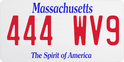 MA license plate 444WV9