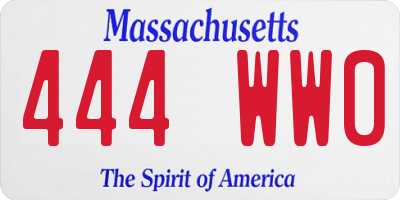 MA license plate 444WW0
