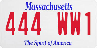 MA license plate 444WW1