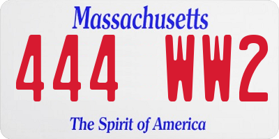 MA license plate 444WW2