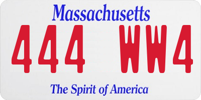MA license plate 444WW4
