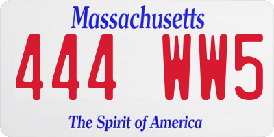MA license plate 444WW5
