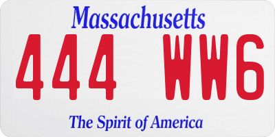 MA license plate 444WW6
