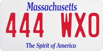 MA license plate 444WX0