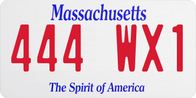 MA license plate 444WX1
