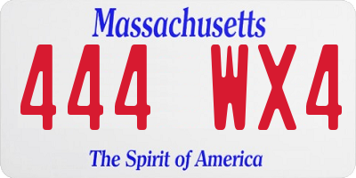 MA license plate 444WX4