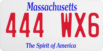 MA license plate 444WX6