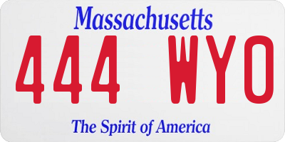 MA license plate 444WY0