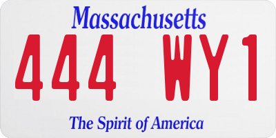 MA license plate 444WY1