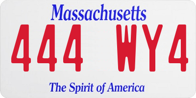 MA license plate 444WY4