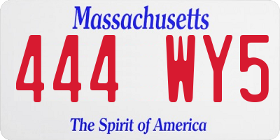 MA license plate 444WY5