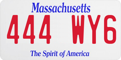 MA license plate 444WY6