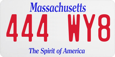 MA license plate 444WY8