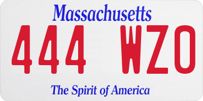 MA license plate 444WZ0