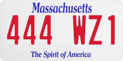 MA license plate 444WZ1