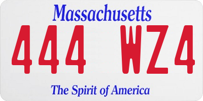 MA license plate 444WZ4