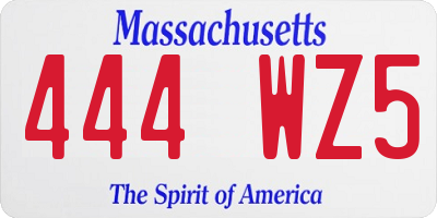 MA license plate 444WZ5