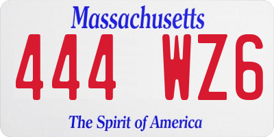 MA license plate 444WZ6