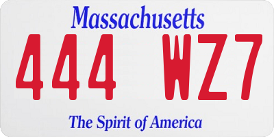 MA license plate 444WZ7