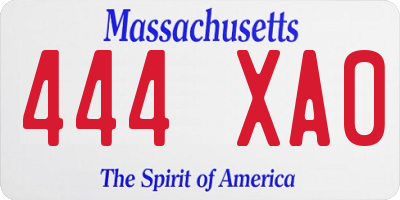MA license plate 444XA0
