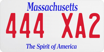 MA license plate 444XA2