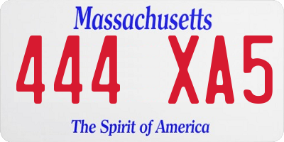 MA license plate 444XA5