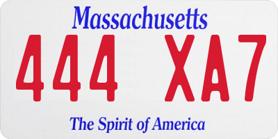 MA license plate 444XA7