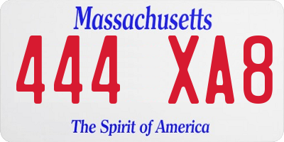 MA license plate 444XA8