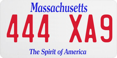 MA license plate 444XA9