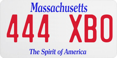 MA license plate 444XB0
