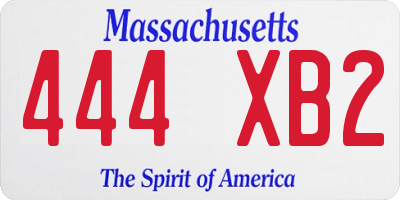 MA license plate 444XB2