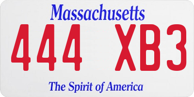 MA license plate 444XB3