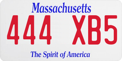 MA license plate 444XB5