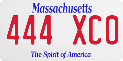 MA license plate 444XC0