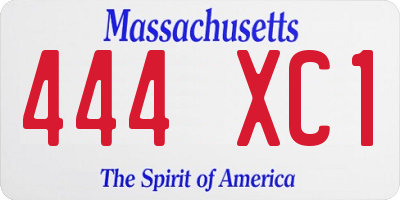 MA license plate 444XC1