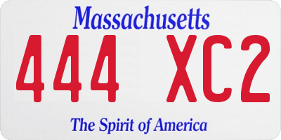 MA license plate 444XC2