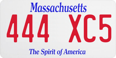 MA license plate 444XC5