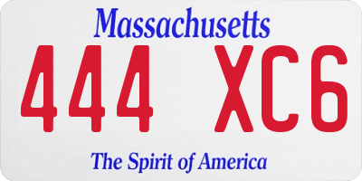 MA license plate 444XC6