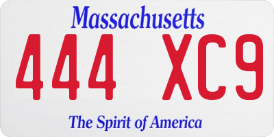 MA license plate 444XC9