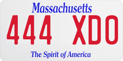 MA license plate 444XD0