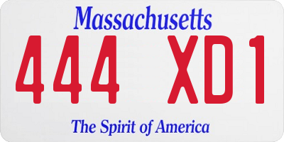 MA license plate 444XD1