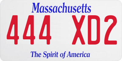 MA license plate 444XD2