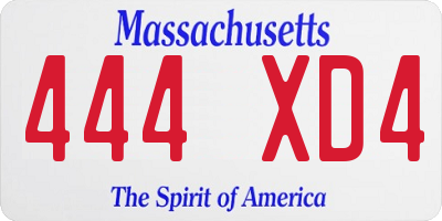 MA license plate 444XD4