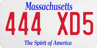 MA license plate 444XD5