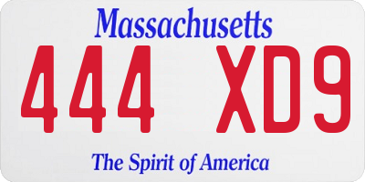 MA license plate 444XD9