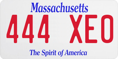 MA license plate 444XE0