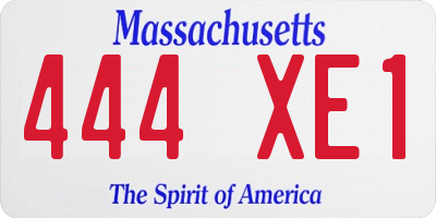 MA license plate 444XE1